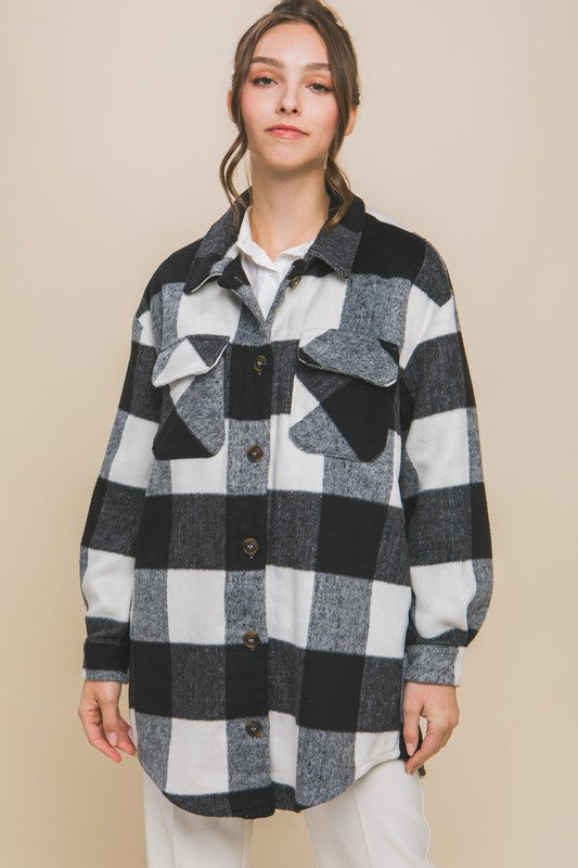 Women Plaid Bust Pocket Shacket | Zarnesh