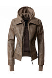 Women Hood PU Leather Jacket | Zarnesh