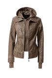 Women Hood PU Leather Jacket | Zarnesh