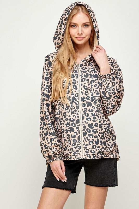 Women Reversible Contrast Print Zip-Up Windbreaker Hoodie | Zarnesh