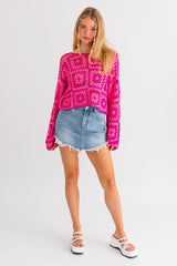 Women's Long Sleeve Crochet Top | Zarnesh