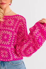 Women's Long Sleeve Crochet Top | Zarnesh