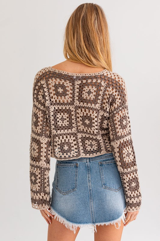 Women's Long Sleeve Crochet Top | Zarnesh