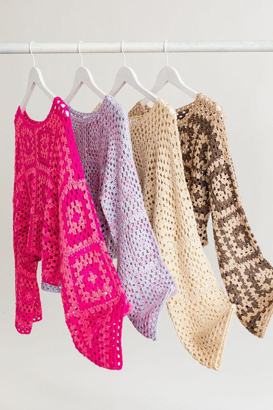 Women's Long Sleeve Crochet Top | Zarnesh
