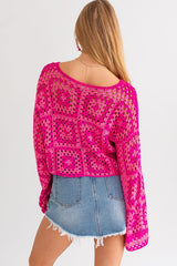 Women's Long Sleeve Crochet Top | Zarnesh