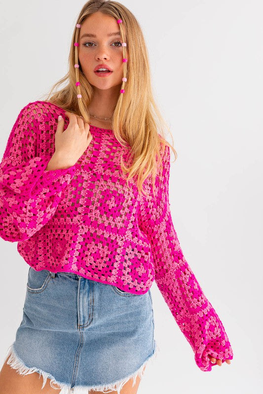 Women's Long Sleeve Crochet Top | Zarnesh