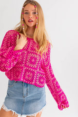 Women's Long Sleeve Crochet Top | Zarnesh