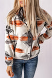 Women Western Aztec Snap Buttoned Side Pockets Fleece Jacket Zarnesh
