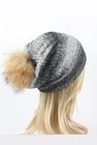 Women’s Faux Fur Stripe Cotton Blend Slouchy Beanie | Zarnesh
