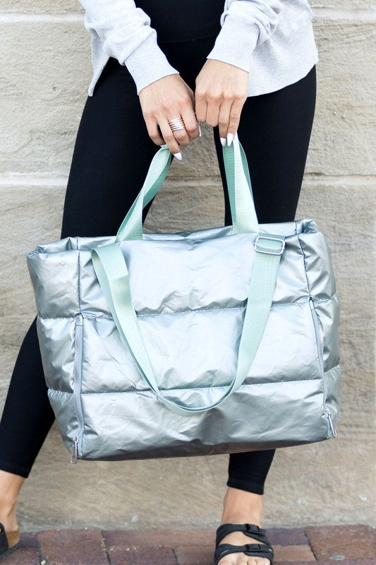 Women Metallic Puffer Tote | Zarnesh