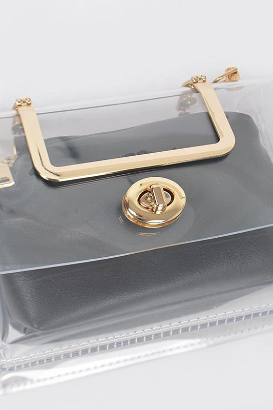 Women 2 In 1 Convertible Clear Clutch Bag | Zarnesh