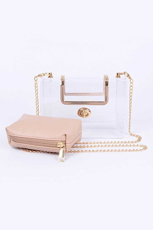 Women 2 In 1 Convertible Clear Clutch Bag | Zarnesh