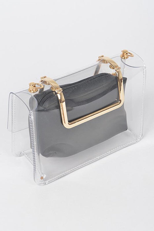 Women 2 In 1 Convertible Clear Clutch Bag | Zarnesh