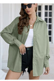 Women Lapel Collar Loose Fit Long Sleeves Button Down Shirt Zarnesh