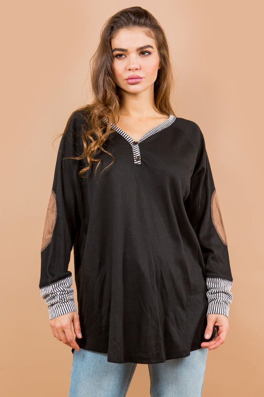 Women Oversized Elbow Patch Tunic | Zarnesh