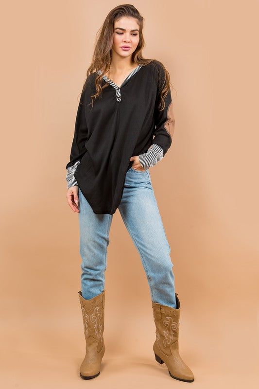 Women Oversized Elbow Patch Tunic | Zarnesh