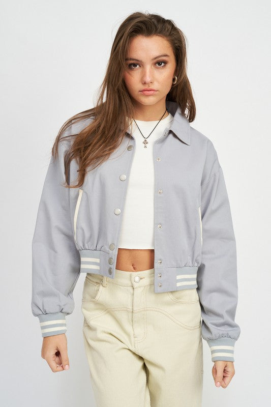 Women Collared Bomber Jacket | Zarnesh