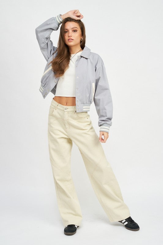 Women Collared Bomber Jacket | Zarnesh