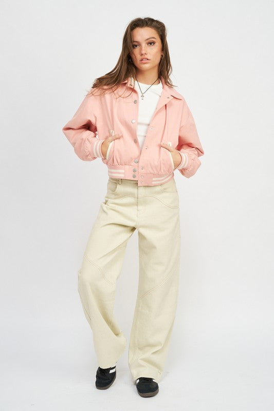 Women Collared Bomber Jacket | Zarnesh