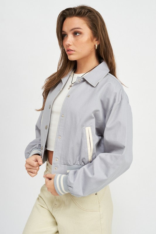 Women Collared Bomber Jacket | Zarnesh