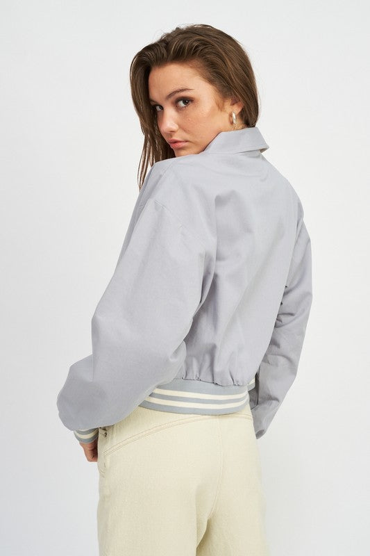 Women Collared Bomber Jacket | Zarnesh