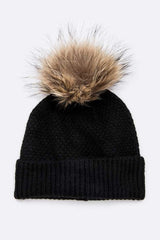 Women Large Natural Fur Pom Soft Beanie | Zarnesh