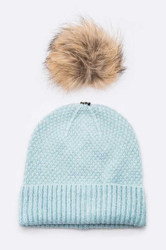 Women Large Natural Fur Pom Soft Beanie | Zarnesh