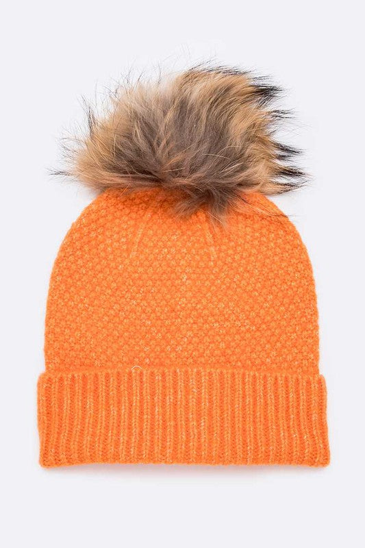 Women Large Natural Fur Pom Soft Beanie | Zarnesh