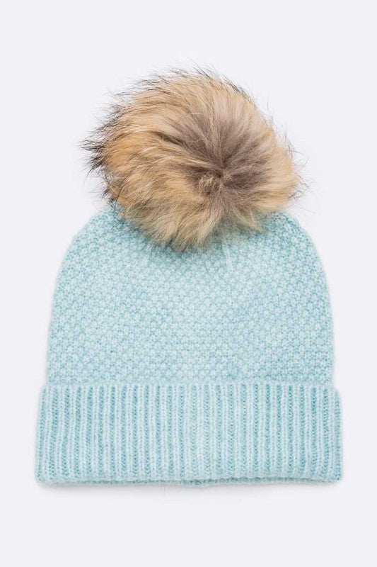 Women Large Natural Fur Pom Soft Beanie | Zarnesh