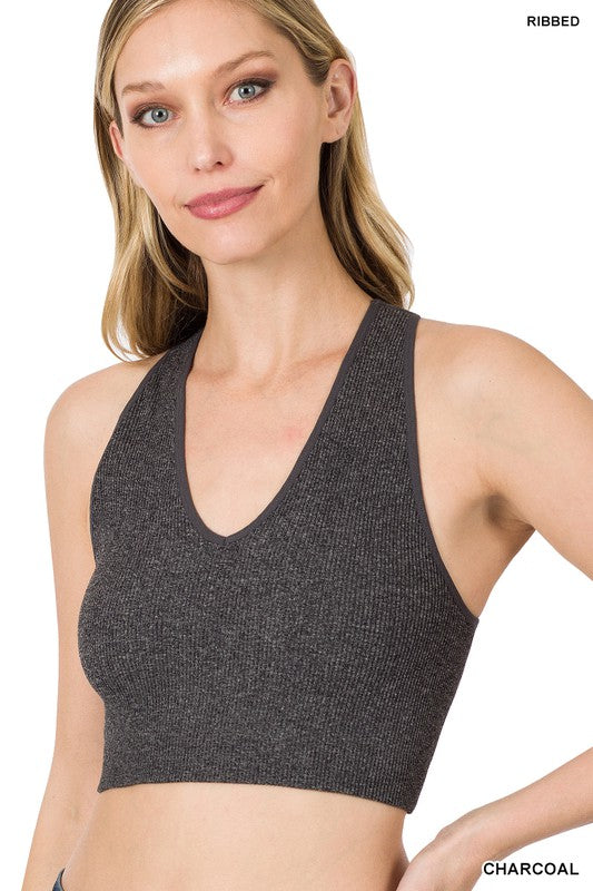 Women Ribbed Cropped Racerback Tank Top | Zarnesh