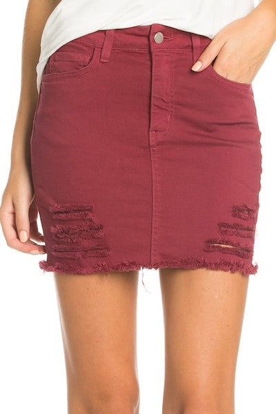 Women Vintage Denim Western Raw Edge Hem Jeans Mini Skirts Zarnesh