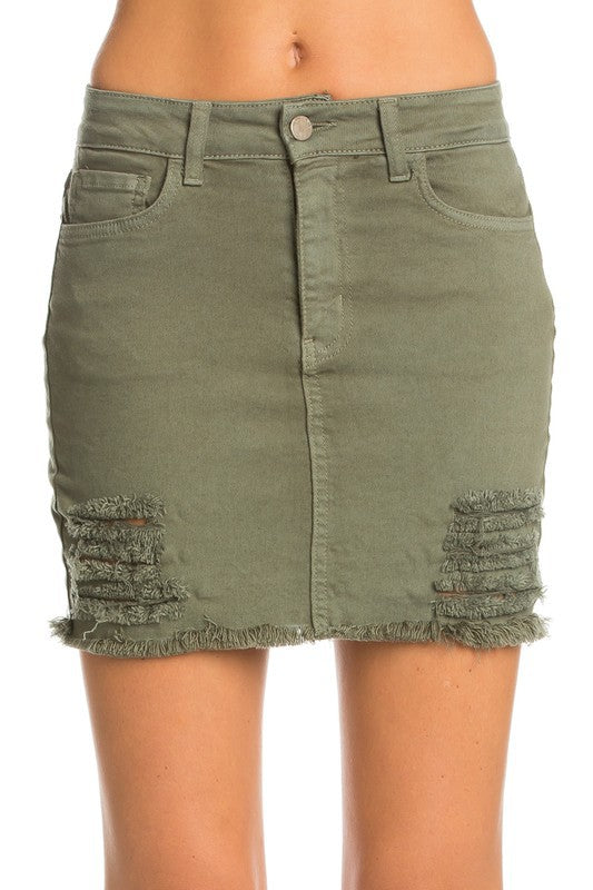 Women Vintage Denim Western Raw Edge Hem Jeans Mini Skirts Zarnesh
