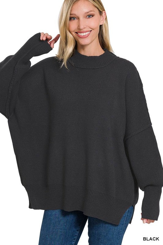 Women's Side Slit Oversized Sweater | Zarnesh