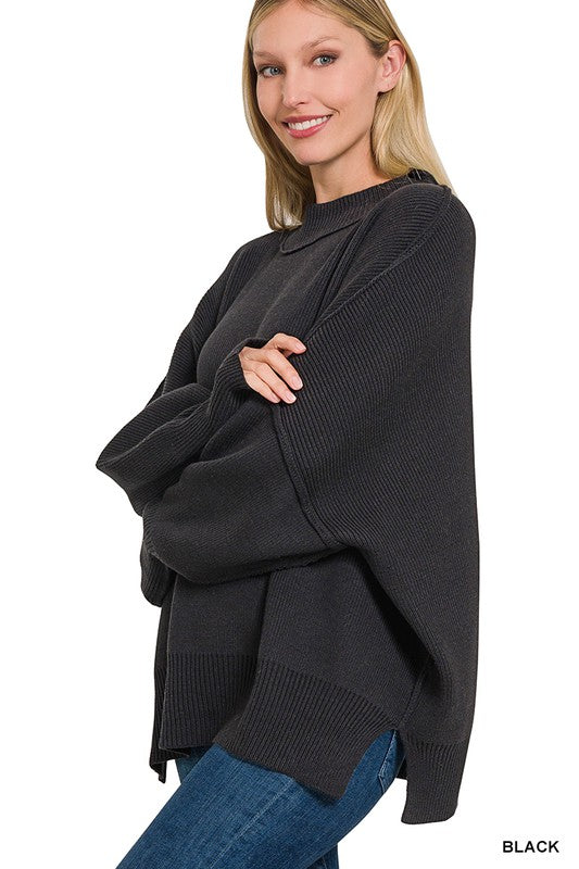 Women's Side Slit Oversized Sweater | Zarnesh