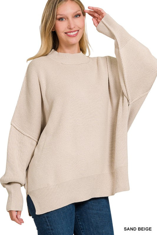 Women's Side Slit Oversized Sweater | Zarnesh