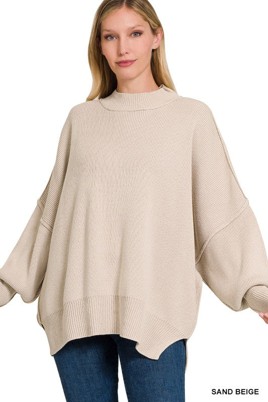 Women's Side Slit Oversized Sweater | Zarnesh