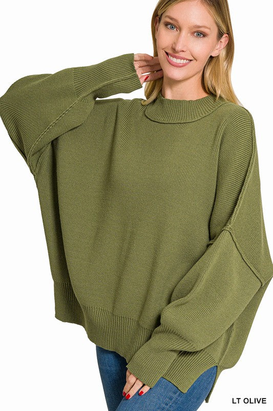 Women's Side Slit Oversized Sweater | Zarnesh