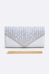 Women Crystal Pave Pleated Satin Clutch Bag | Zarnesh