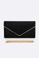 Women Crystal Pave Pleated Satin Clutch Bag | Zarnesh