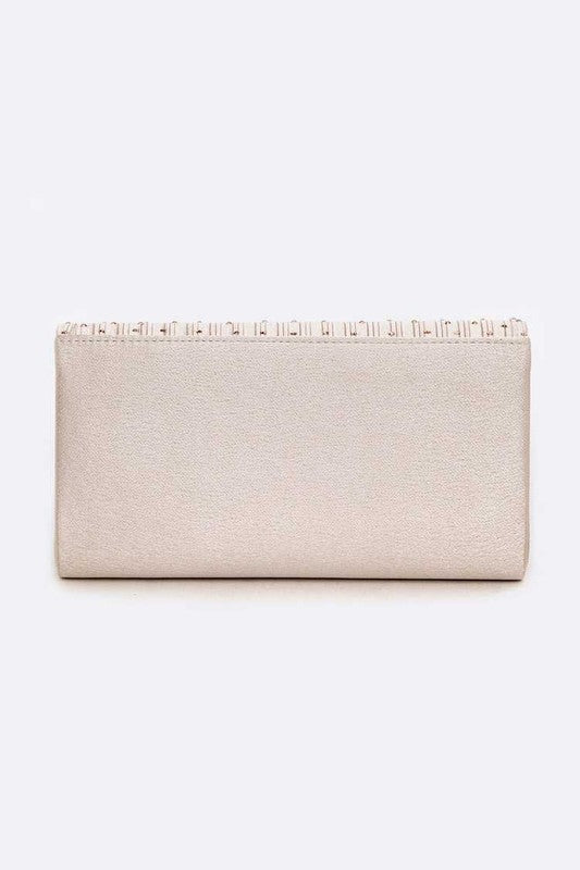 Women Crystal Pave Pleated Satin Clutch Bag | Zarnesh