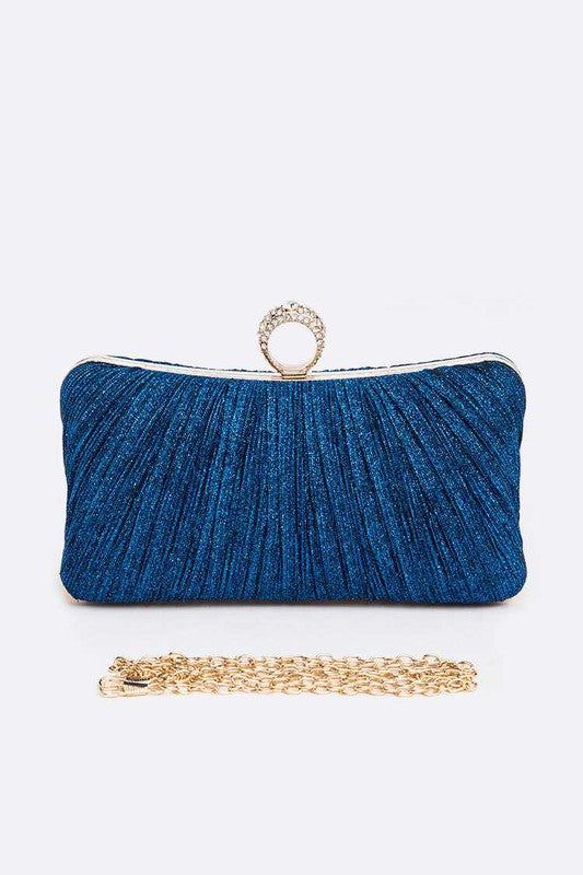 Women Pleated Metallic Box Clutch Bag | Zarnesh