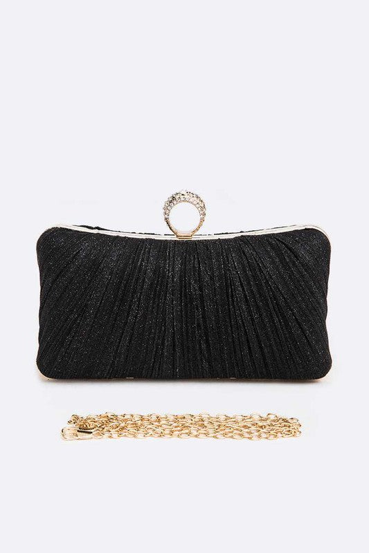 Women Pleated Metallic Box Clutch Bag | Zarnesh