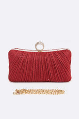 Women Pleated Metallic Box Clutch Bag | Zarnesh