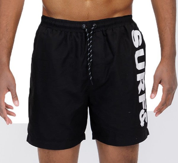 Men's Solid Lined Beach Swim Text Swim Shorts | Zarnesh