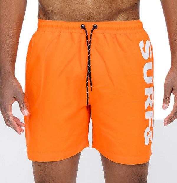 Men's Solid Lined Beach Swim Text Swim Shorts | Zarnesh