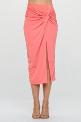 Women's Midi Skirt with Front Knot and Slit | Zarnesh