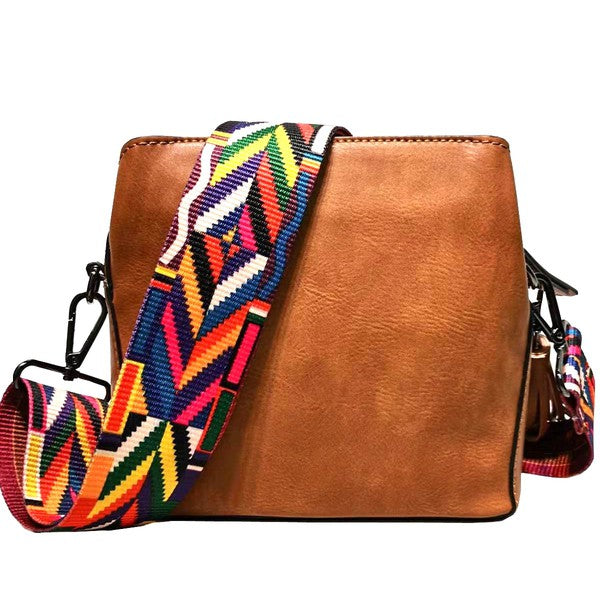 Women Small Crossbody Bag with Guitar Strap and Triple Pockets | Zarnesh