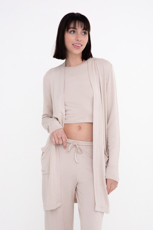 Women Lounge Open-Front Terry Cardigan | Zarnesh