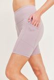 Women Bronze Tactel Lycra High Impact Biker Side Pocket Shorts Zarnesh