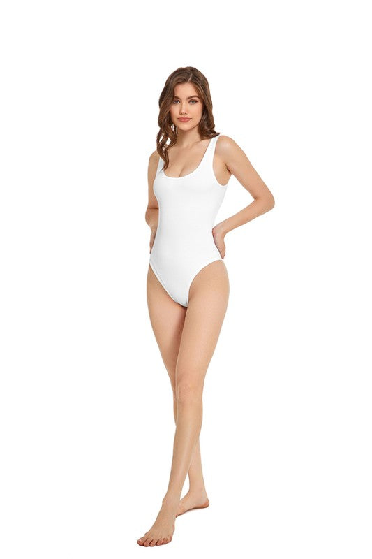 Women Seamless Sleeveless Scoop Neckline Ribbed Bodysuit Zarnesh